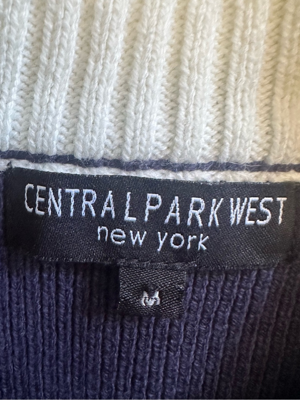 Central Park West Chloe Knit Bomber Navy White Cable Medium EUC! - Picture 8 of 9